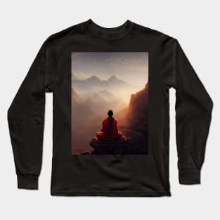 Tibetan monks at dawn Long Sleeve T-Shirt